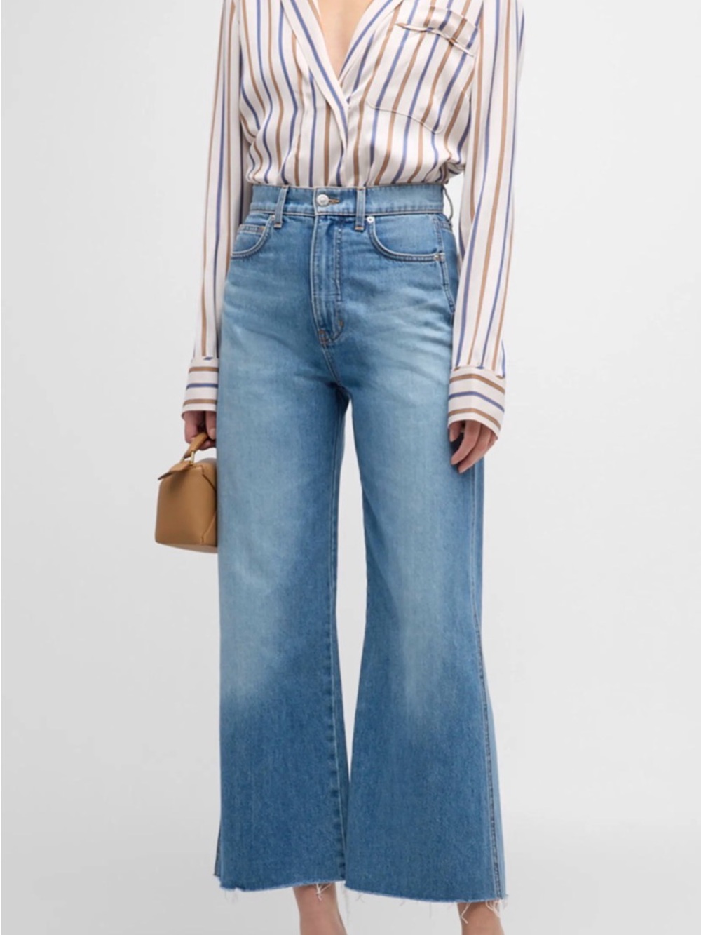 NWT Veronica Beard Taylor Mid-Rise Wide-Leg Cropped Jeans in Enough Said - 29